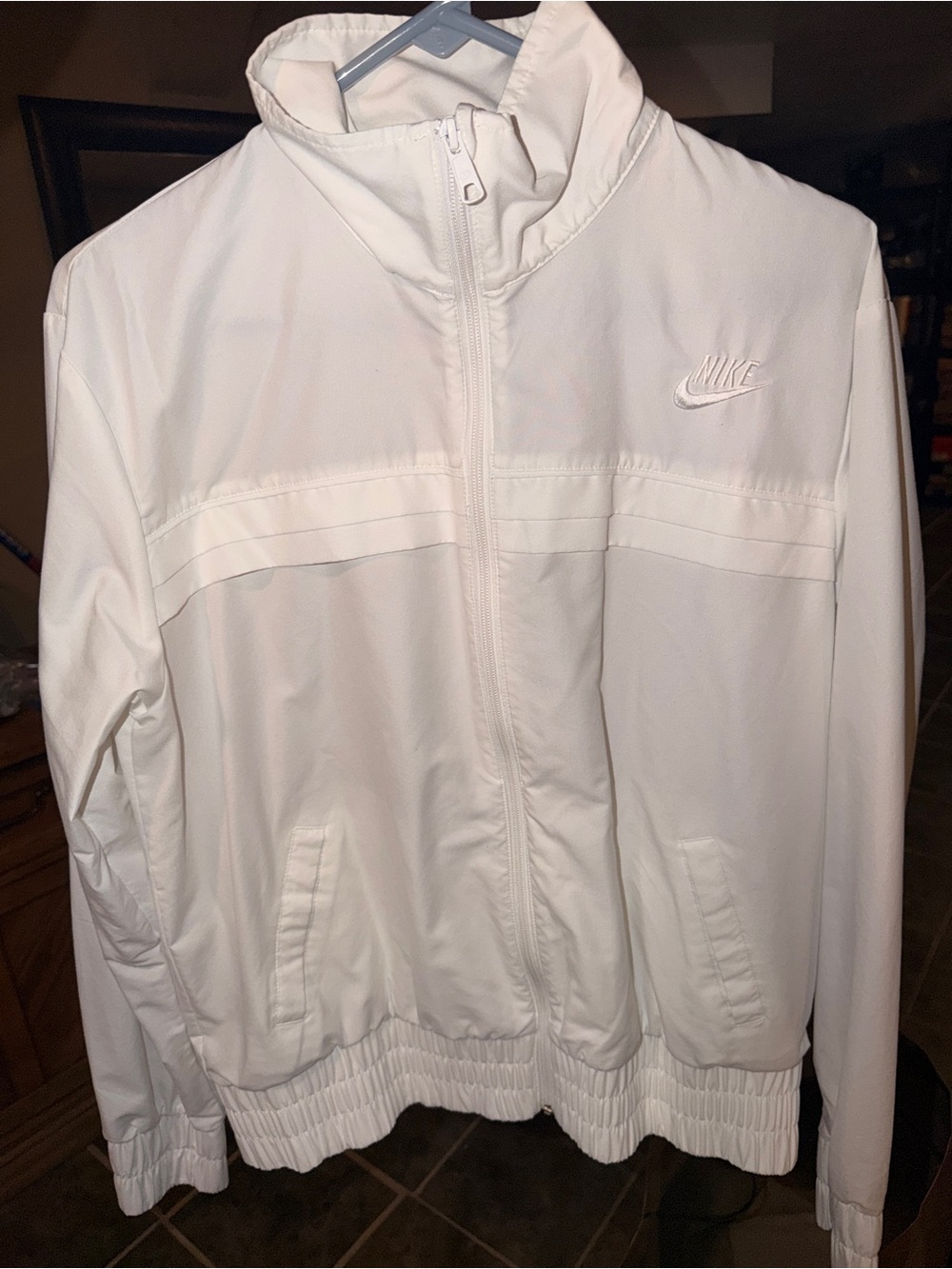Nike Women's White Bomber-Style Track Jacket